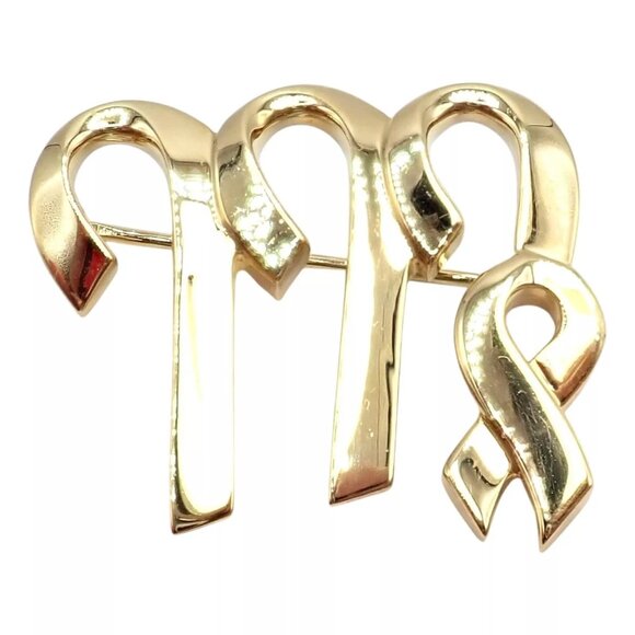 Authentic! Tiffany & Co Paloma Picasso 18k Yellow Gold Zodiac Virgo Pin Brooch - Picture 6 of 10